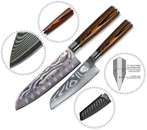 Wolfblood Zeuß Santoku Damastmesser Küchenmesser LH Lifestyle Kochmesser
